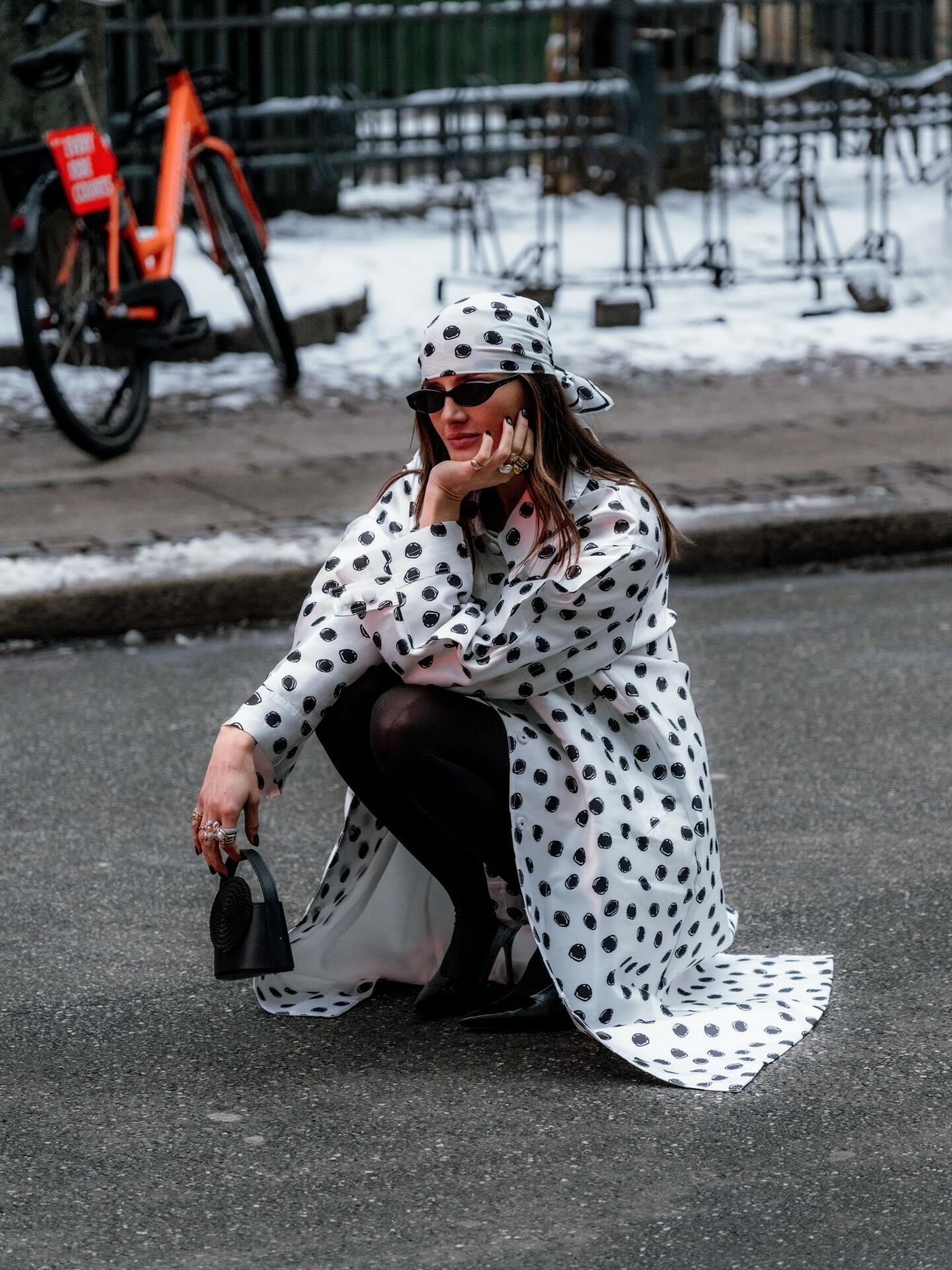 polka dot coat street style 2026