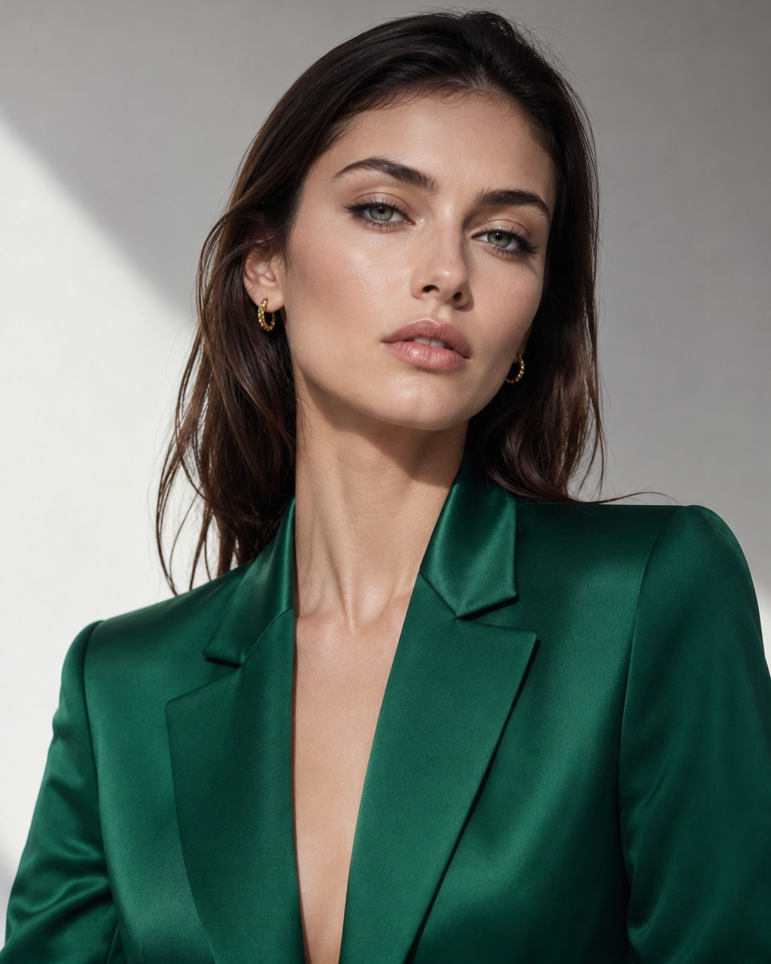 Woman with cool undertone skin wearing emerald green