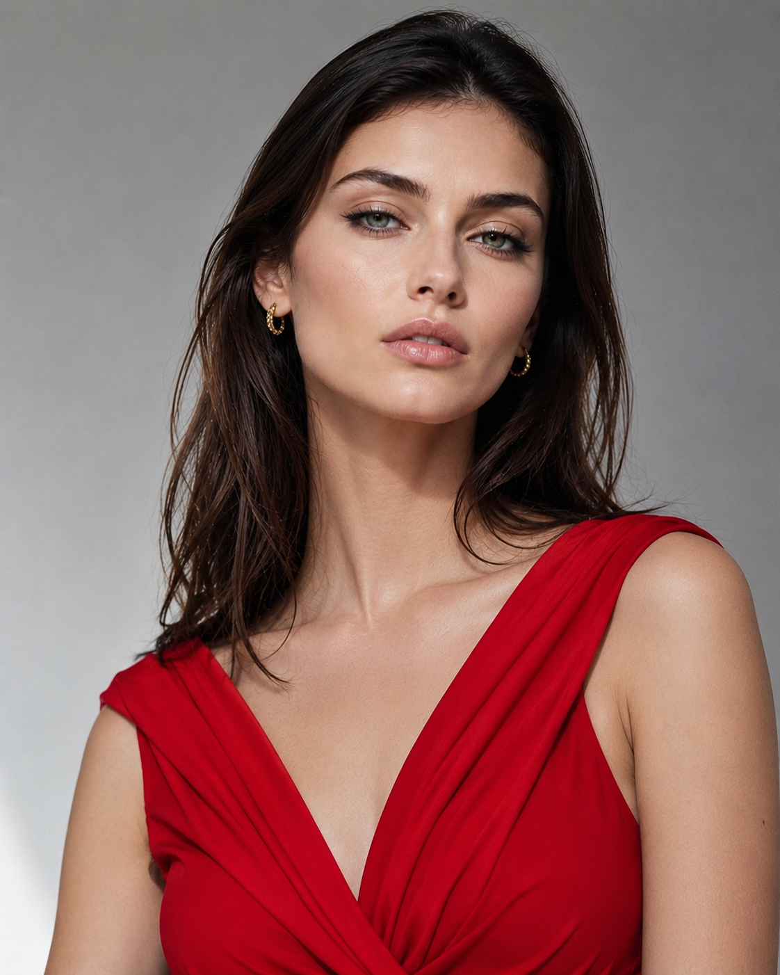 Woman with cool undertone skin wearing true cool red