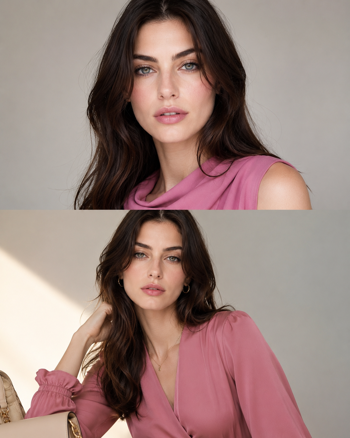 Woman with cool undertone skin wearing cool rose pink