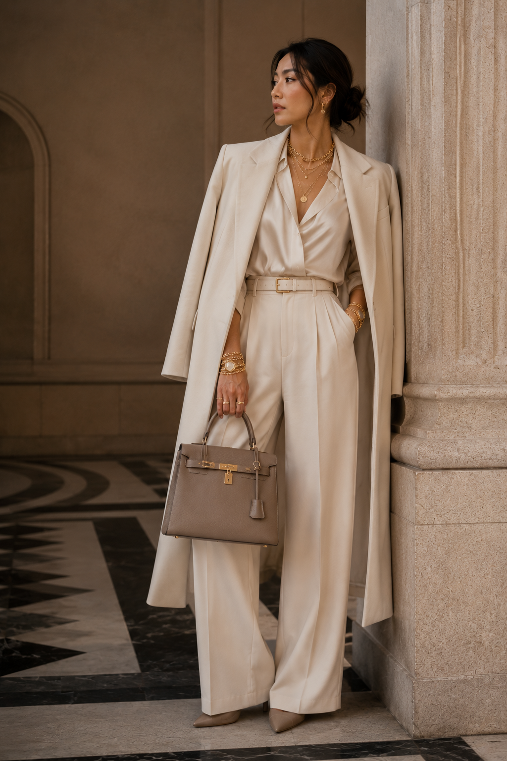 Sophisticated quiet maximalist formal outfit